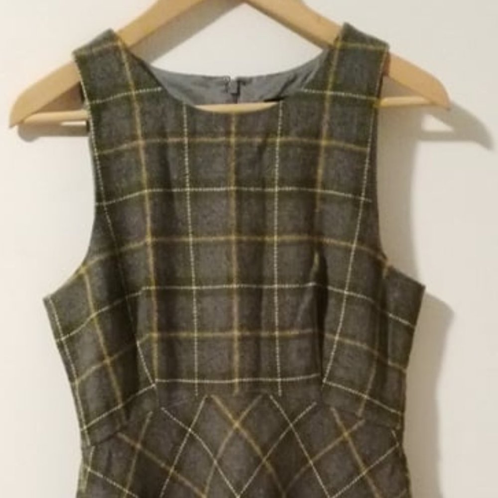 BANANA Republic Gray Checkered Classic Fit & Flare Dress 8 - Picture 4 of 6